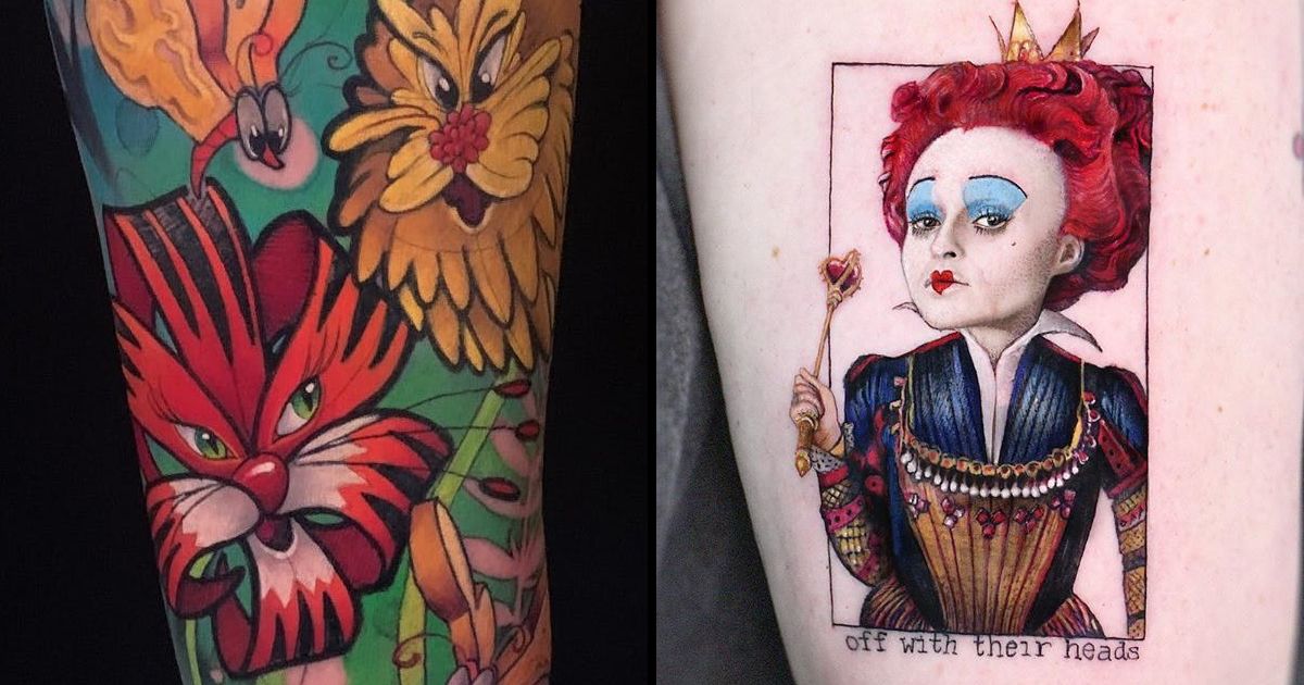 Alice in Wonderland tattoos for men symbolism