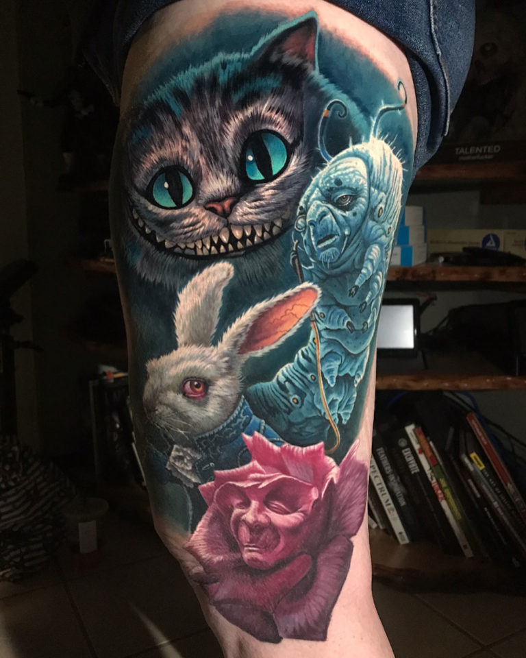 Alice in Wonderland tattoos for men 0034