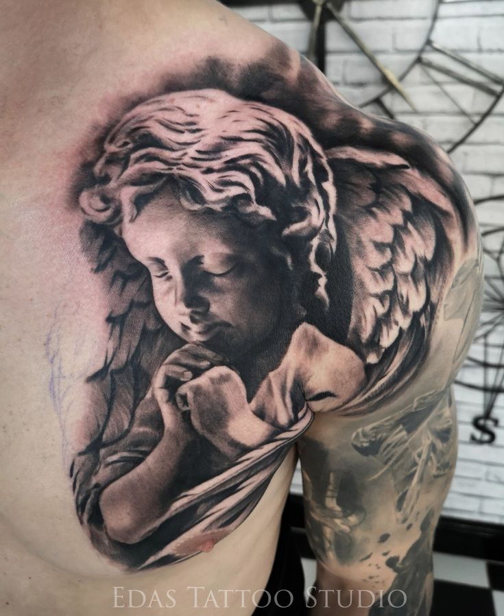 angel chest tattoos for men 0013