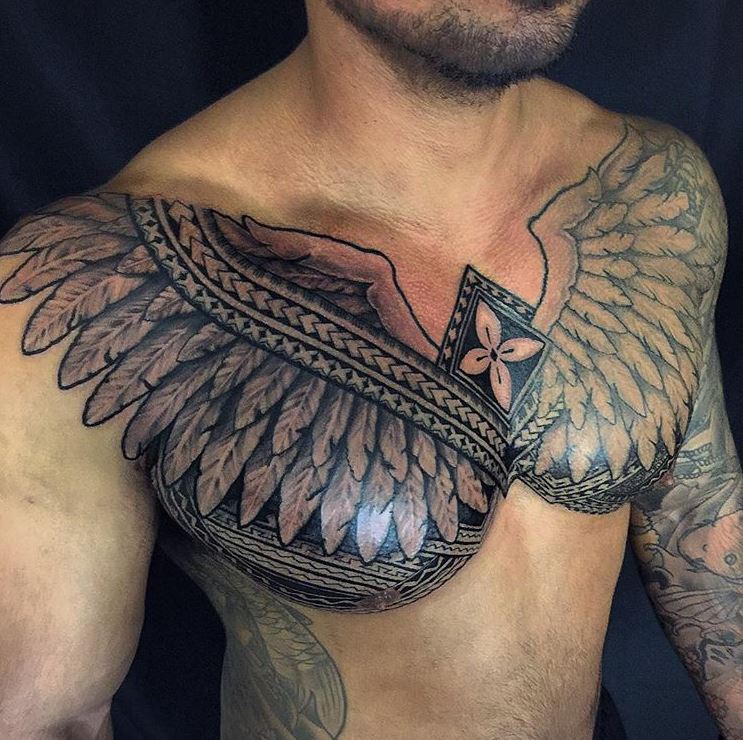 angel chest tattoos for men 0019