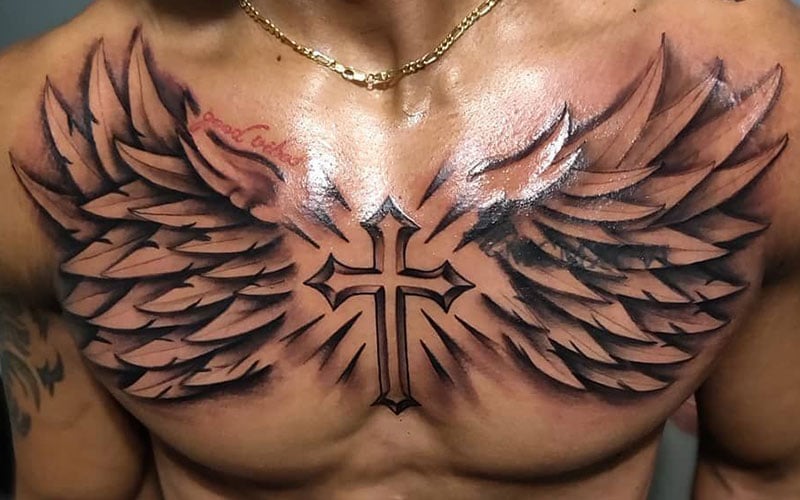 angel chest tattoos for men 0029