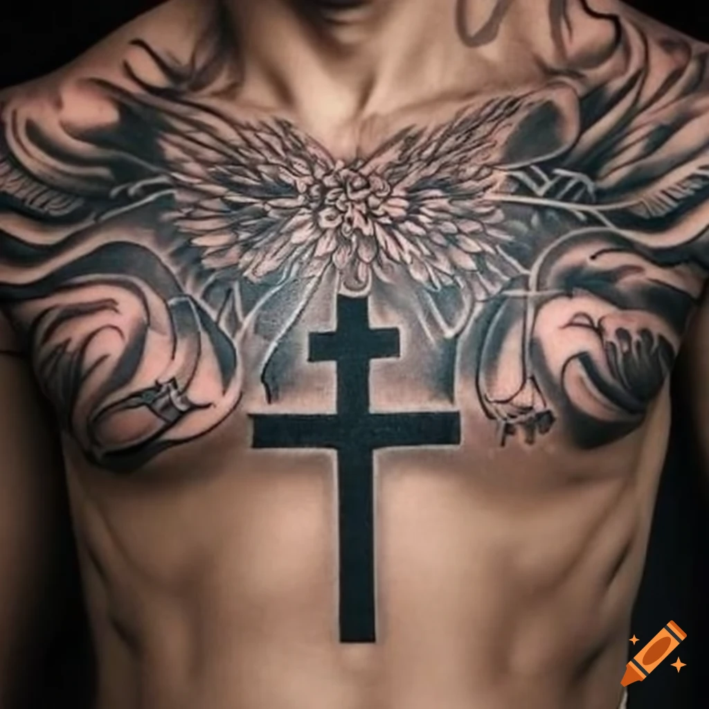 angel chest tattoos for men 0038