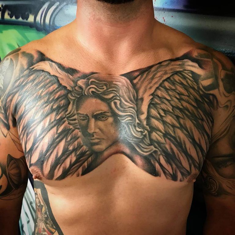 angel chest tattoos for men 0063