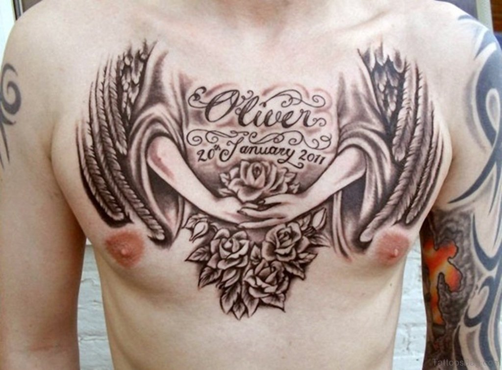 angel chest tattoos for men 0084