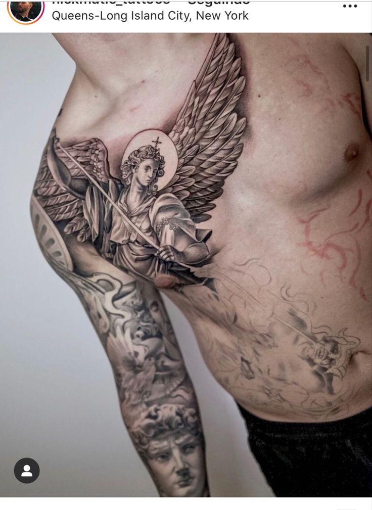 angel chest tattoos for men 0096