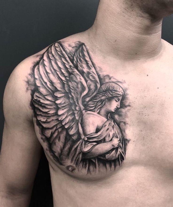 angel chest tattoos ideas for men