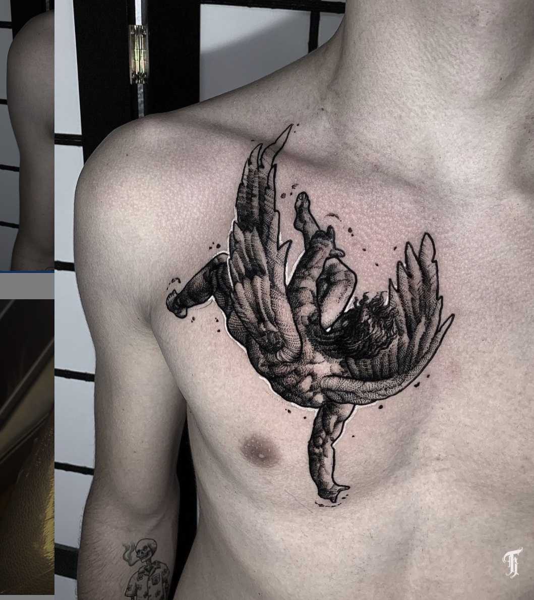 Angel Demon sleeve tattoos for men