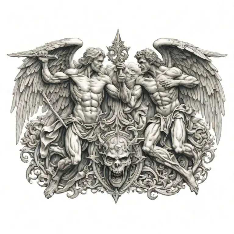 Angel Demon tattoos for men 0012