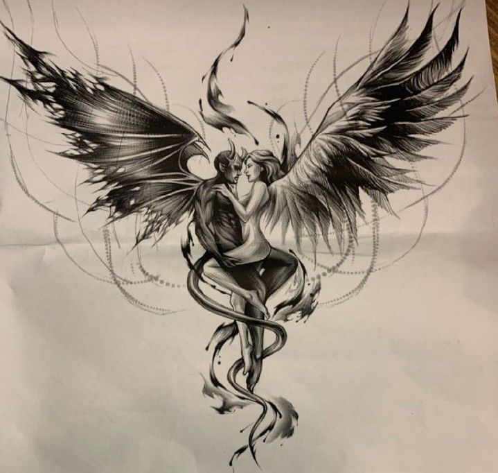 Angel Demon tattoos for men 0077