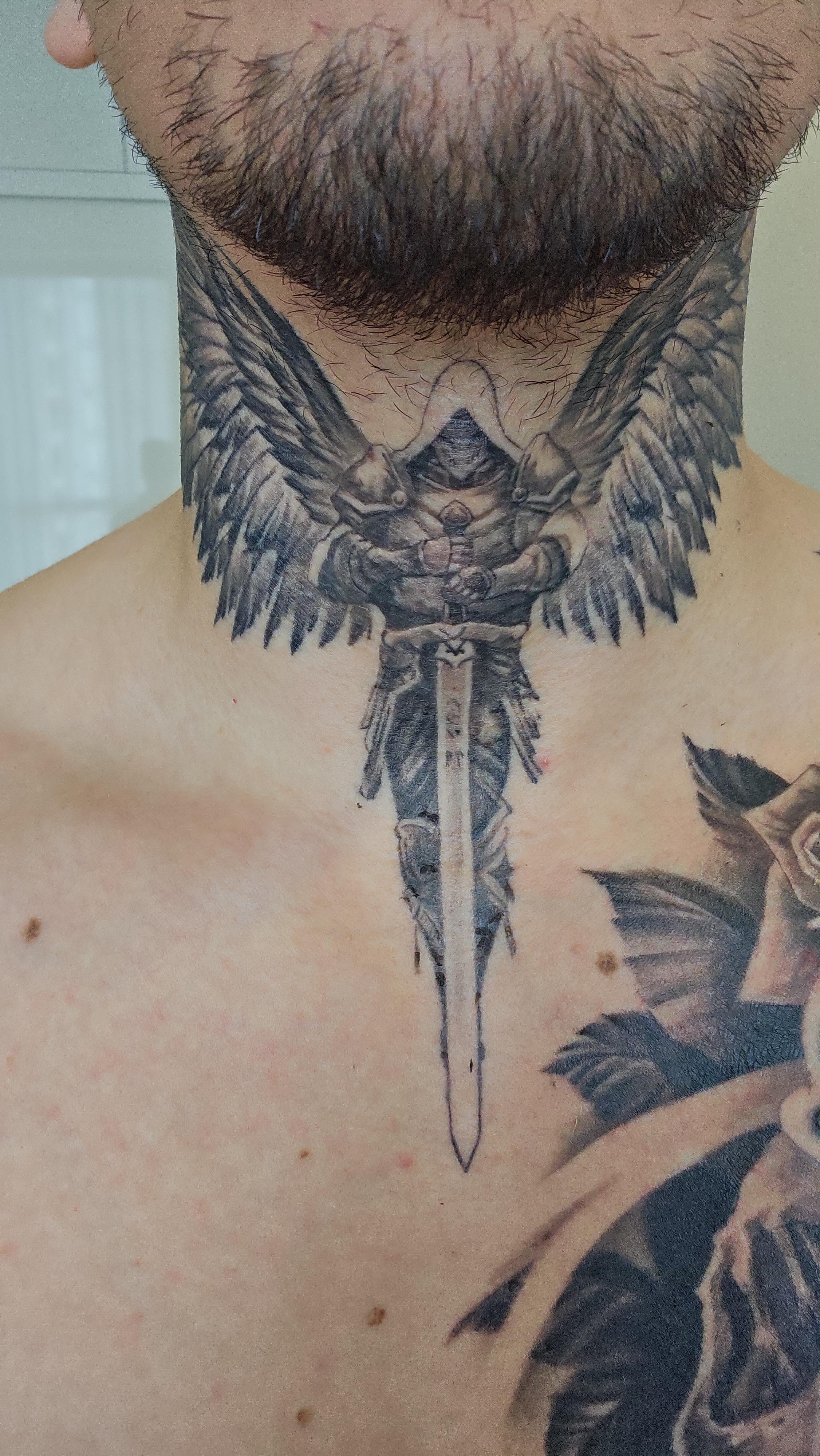 angel neck tattoos for men trends