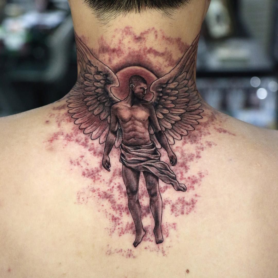 angel neck tattoos for men 0015