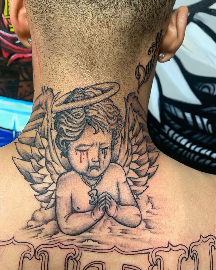 angel neck tattoos for men 0021