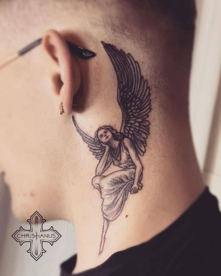 angel neck tattoos for men 0038