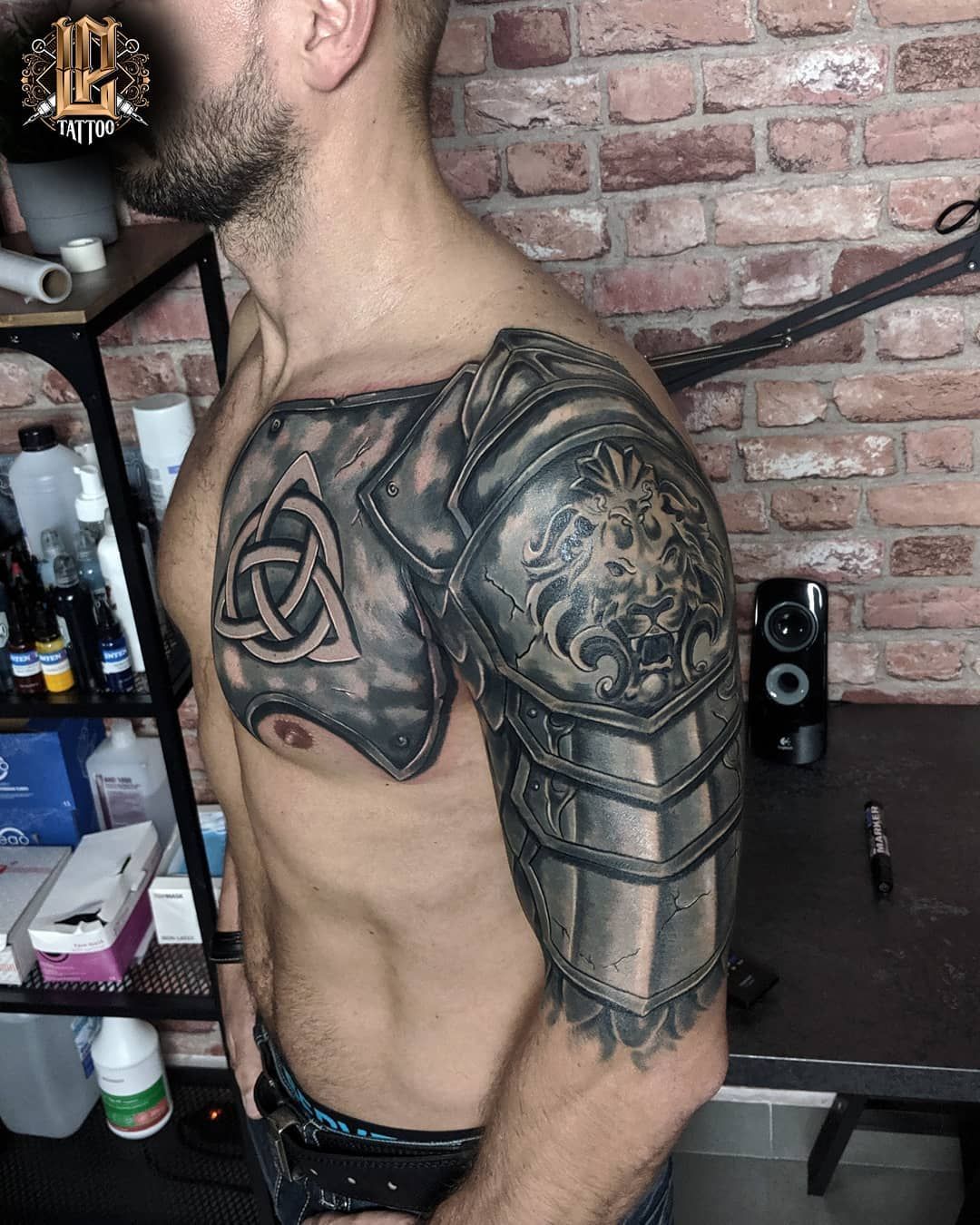 armor sleeve tattoos for men design ideas