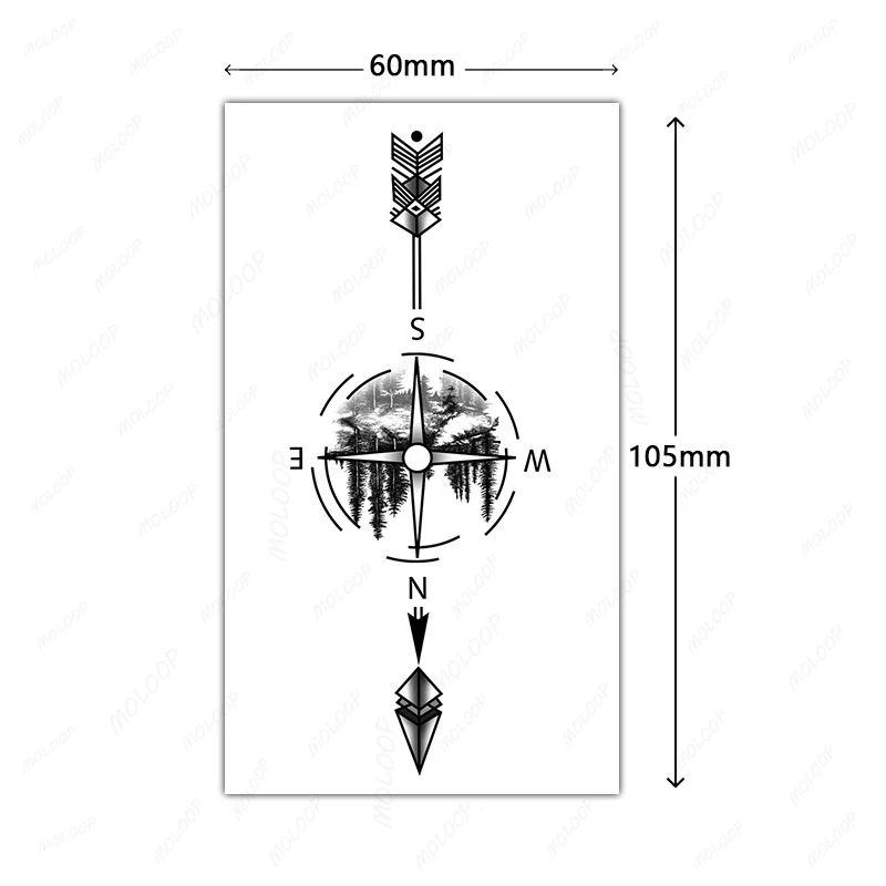 arrow with compass tattoo designs for men 0013