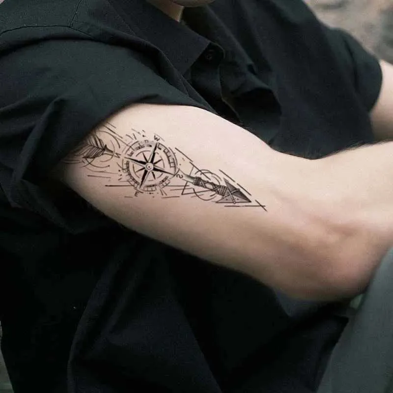 arrow with compass tattoo designs for men 0033