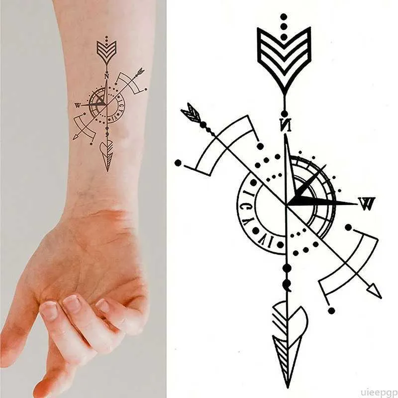 arrow with compass tattoo designs for men 0040