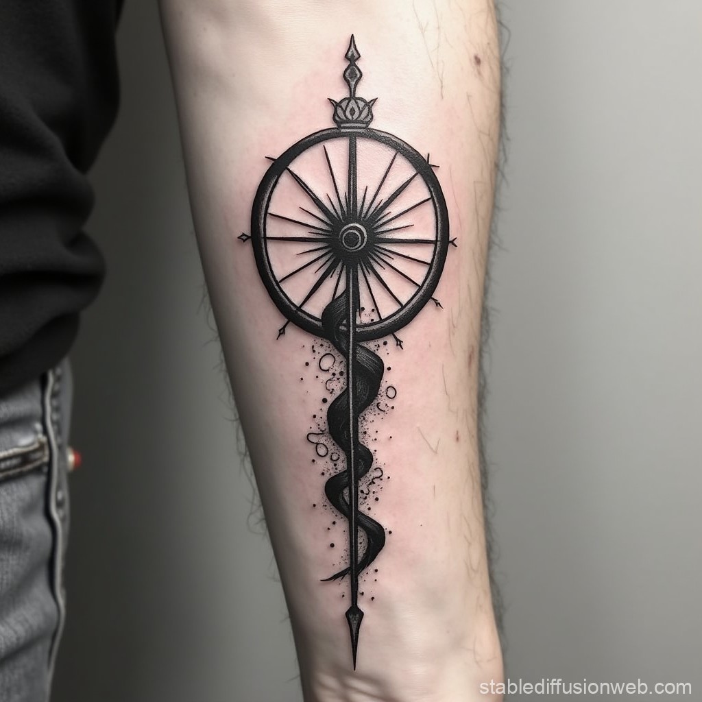 arrow with compass tattoo designs for men 0041