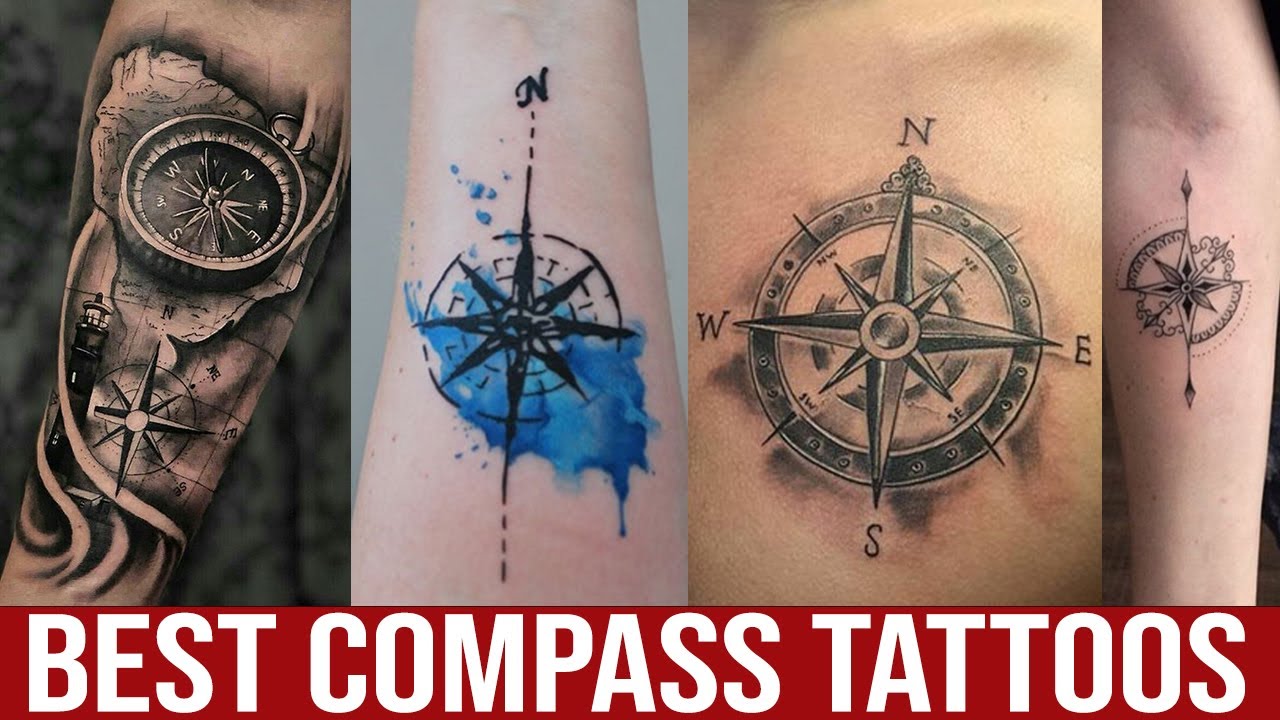 arrow with compass tattoo designs for men 0045