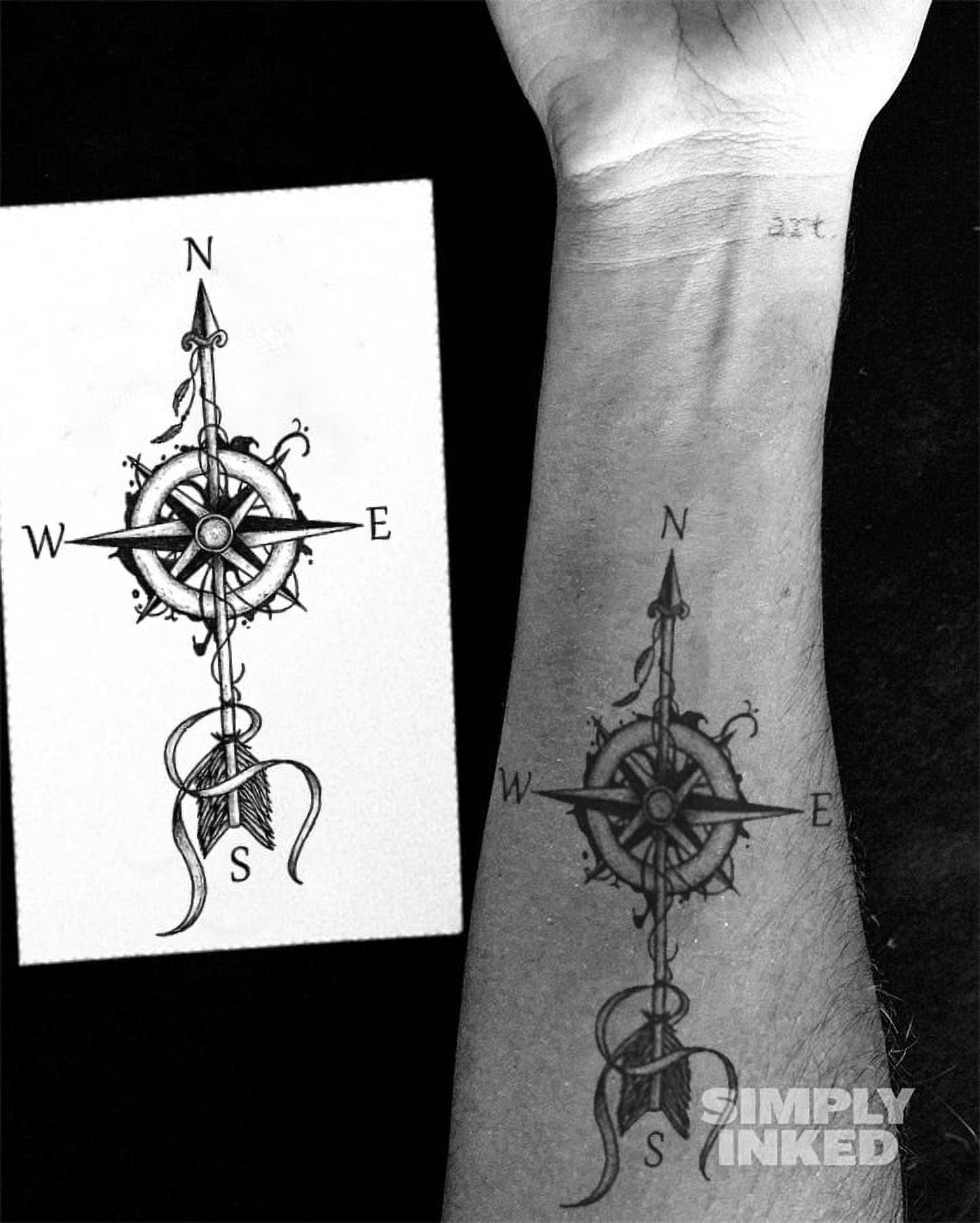 arrow with compass tattoo designs for men 0048