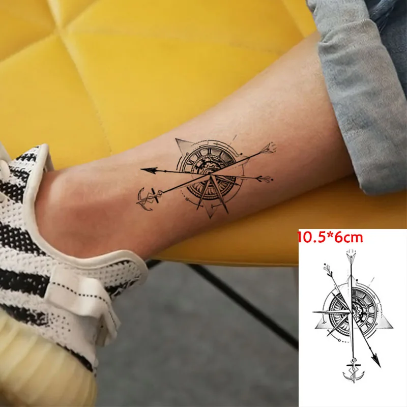 arrow with compass tattoo designs for men 0050