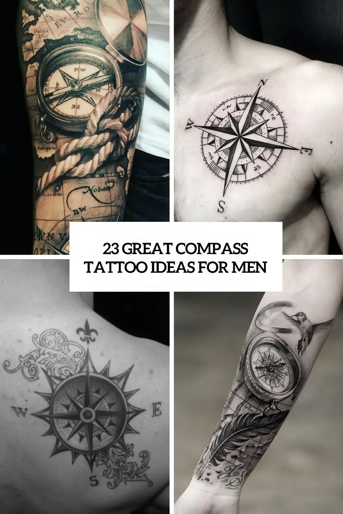 arrow with compass tattoo designs for men 0056