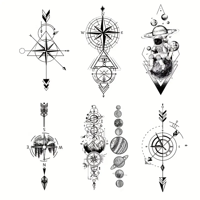 arrow with compass tattoo designs for men 0061