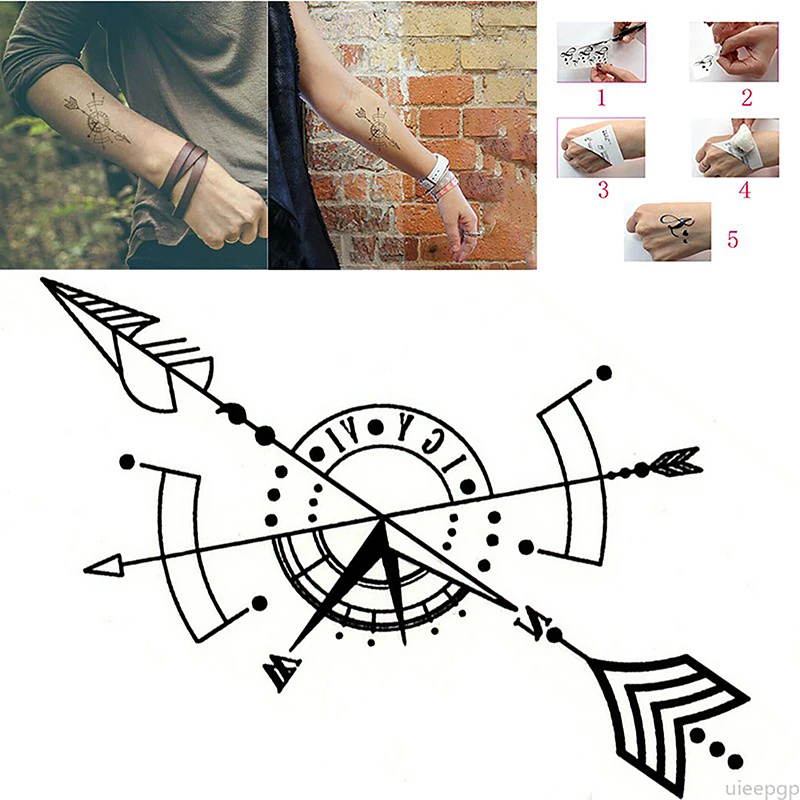 arrow with compass tattoo designs for men 0067