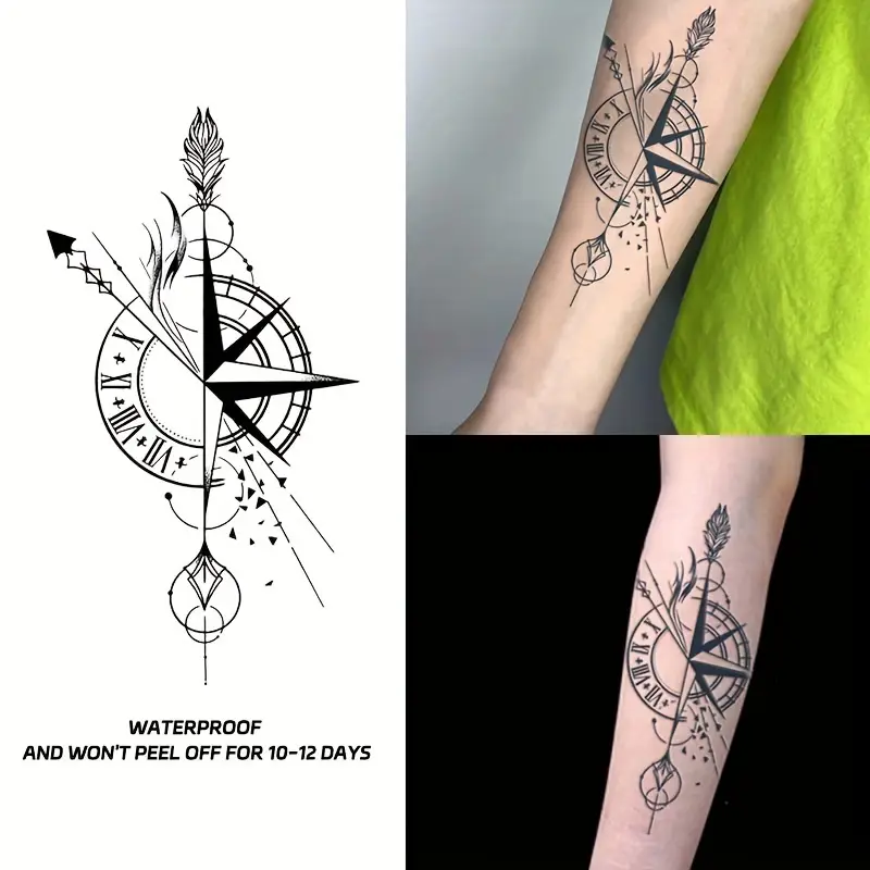 arrow with compass tattoo designs for men 0069