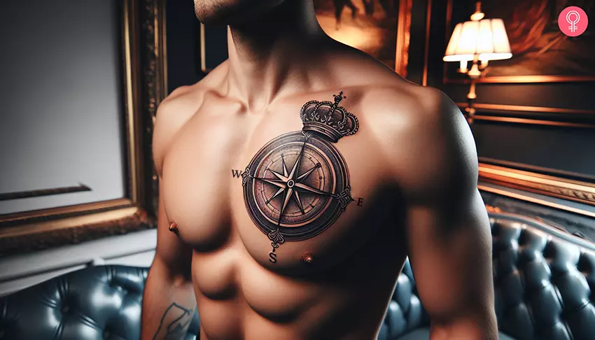 arrow with compass tattoo designs for men 0070