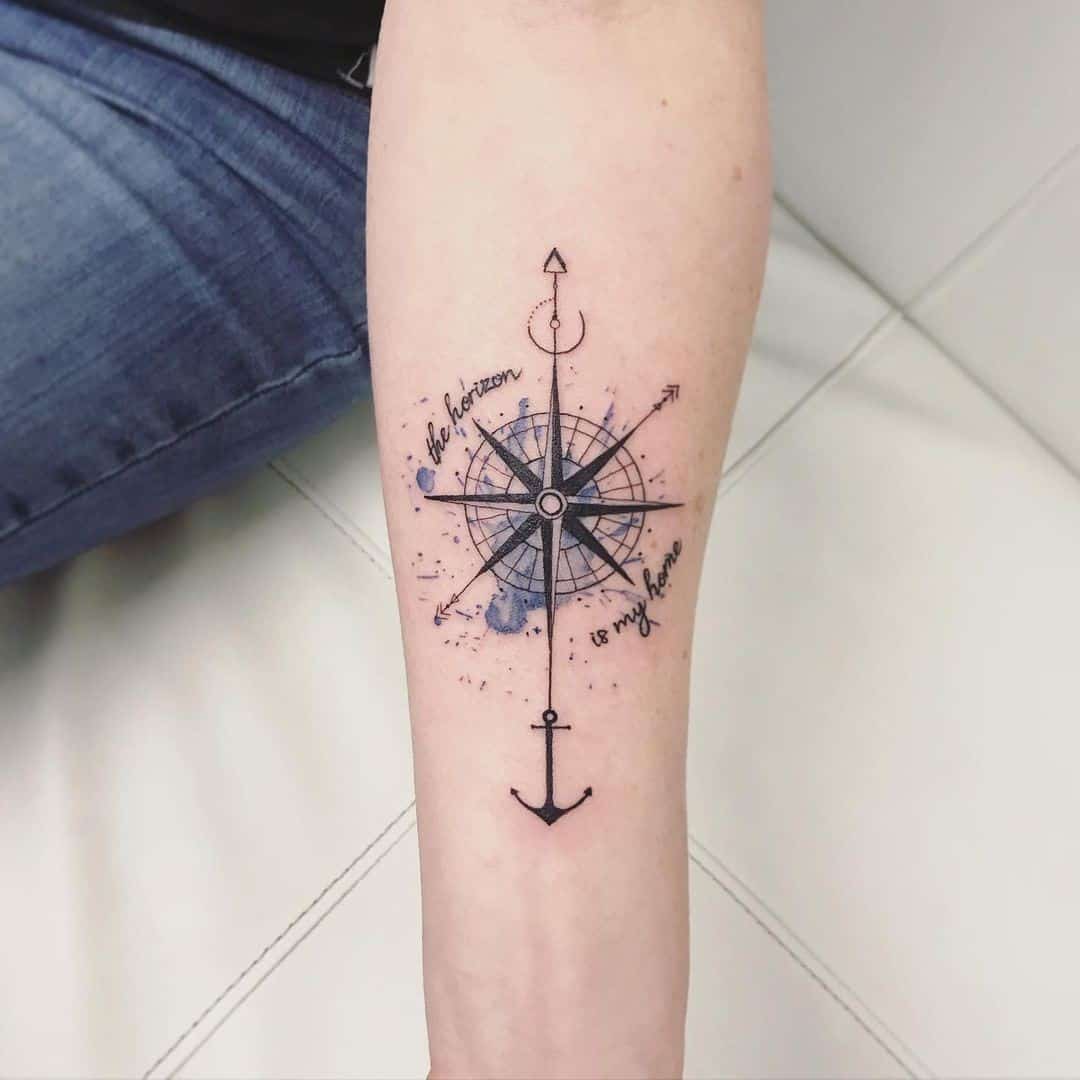 arrow with compass tattoo designs for men 0078