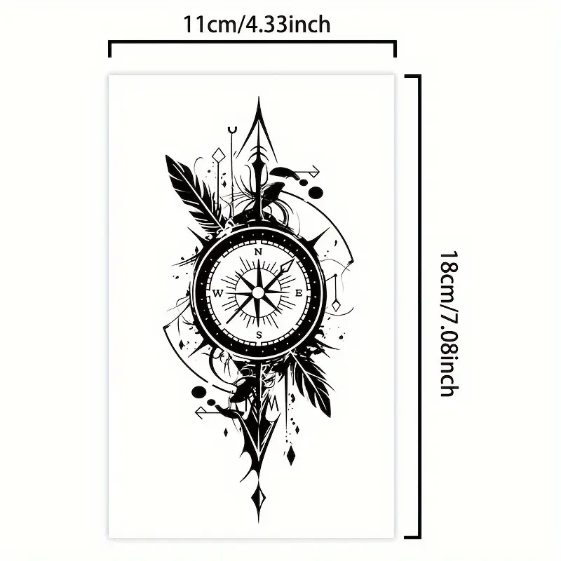 arrow with compass tattoo designs for men 0088