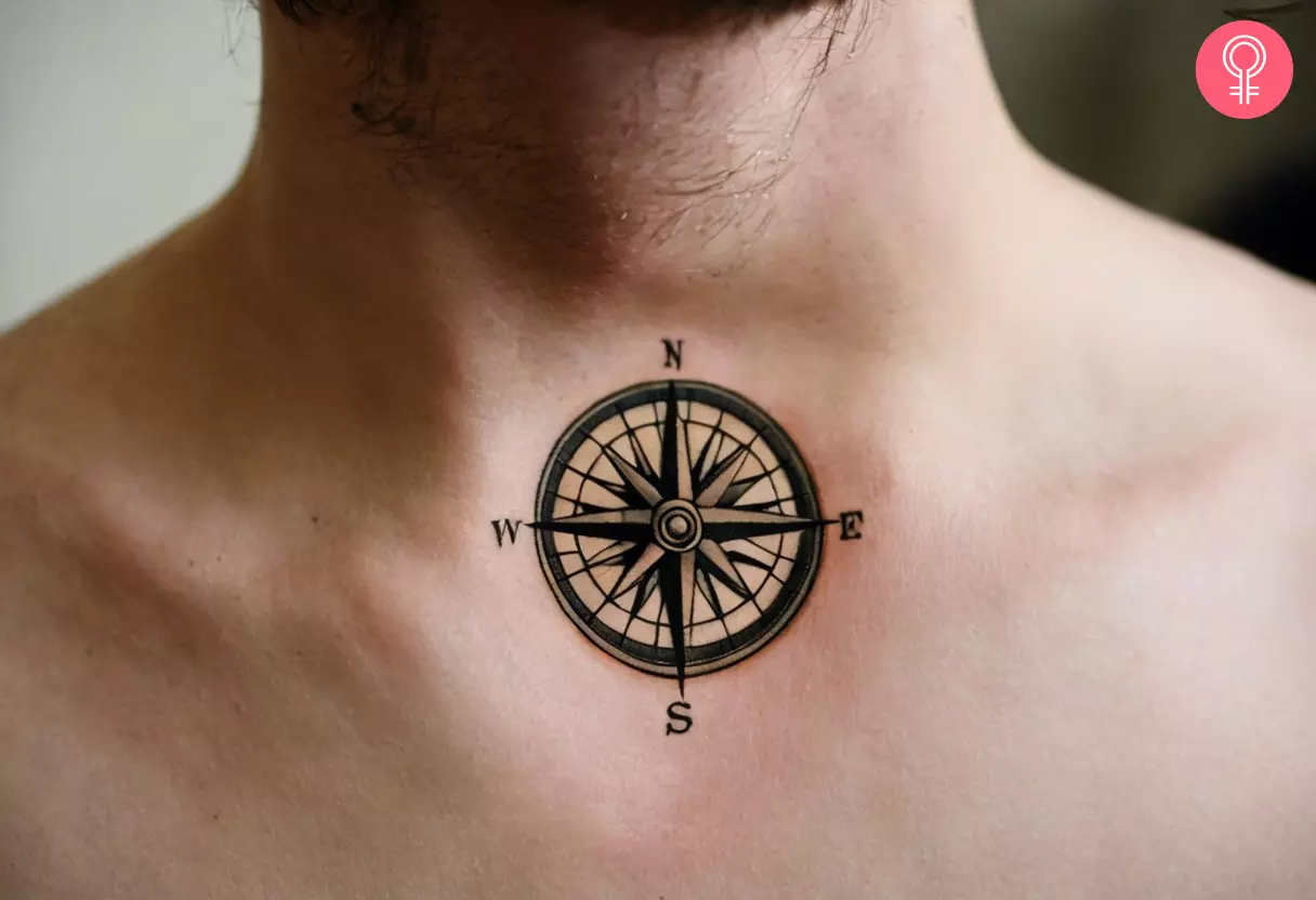 arrow with compass tattoo designs for men 0091