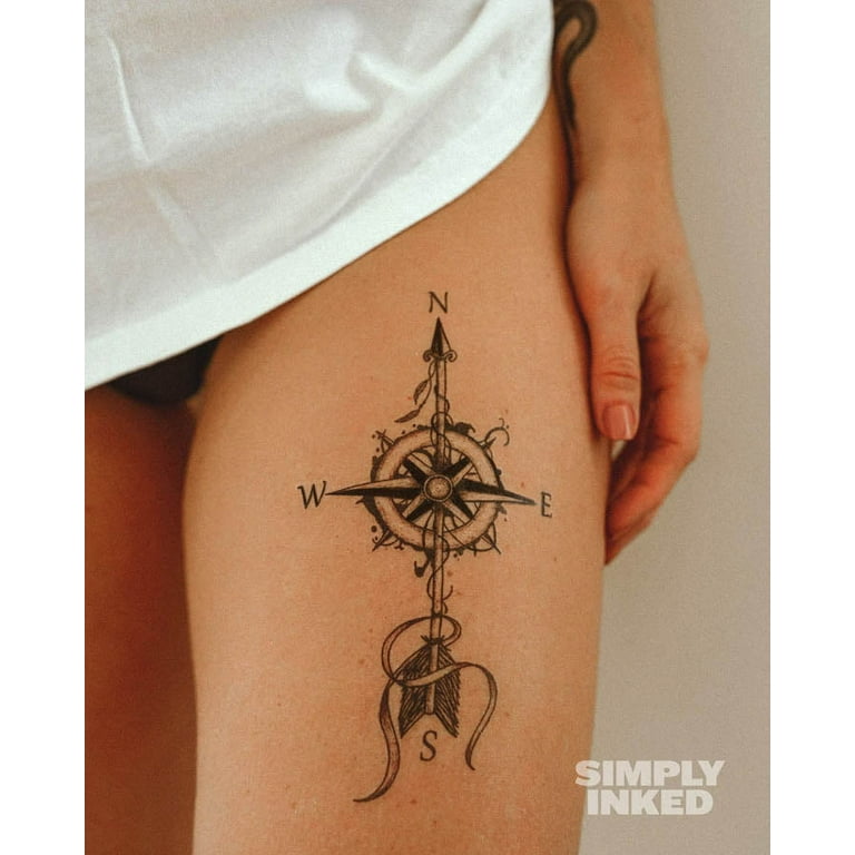 arrow with compass tattoo designs for men 0094