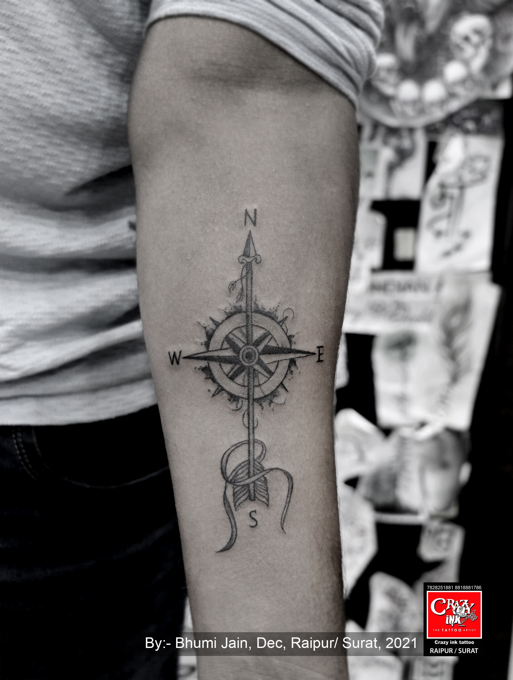 arrow with compass tattoo placement tips for men