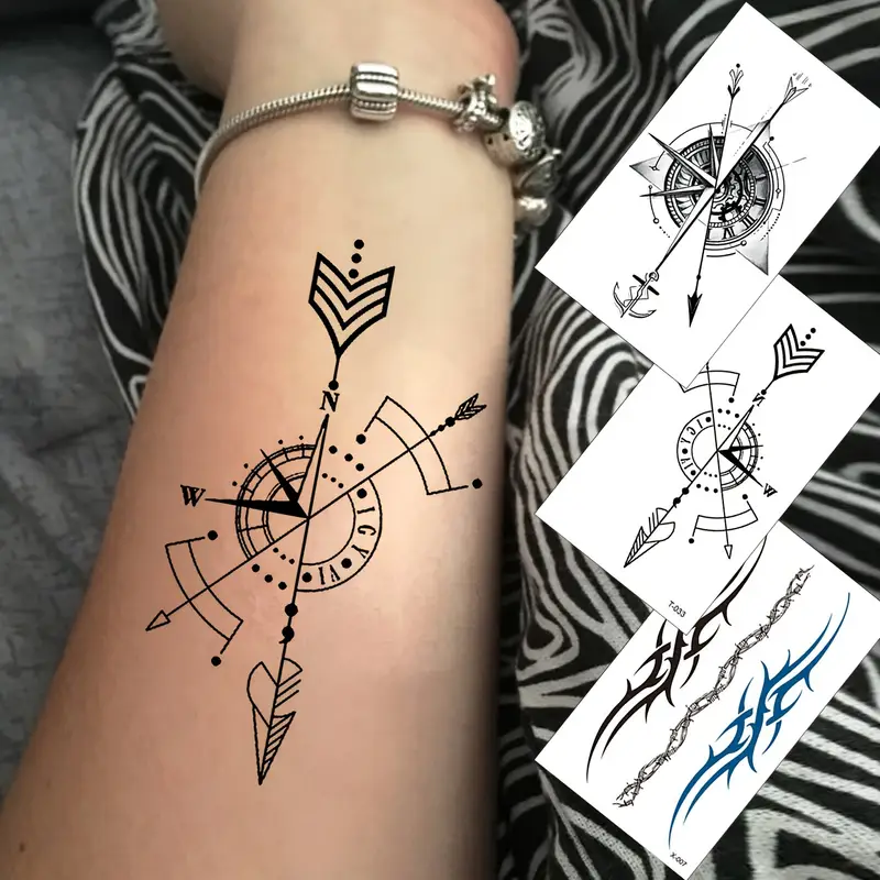 arrow with compass tattoo trends for men.