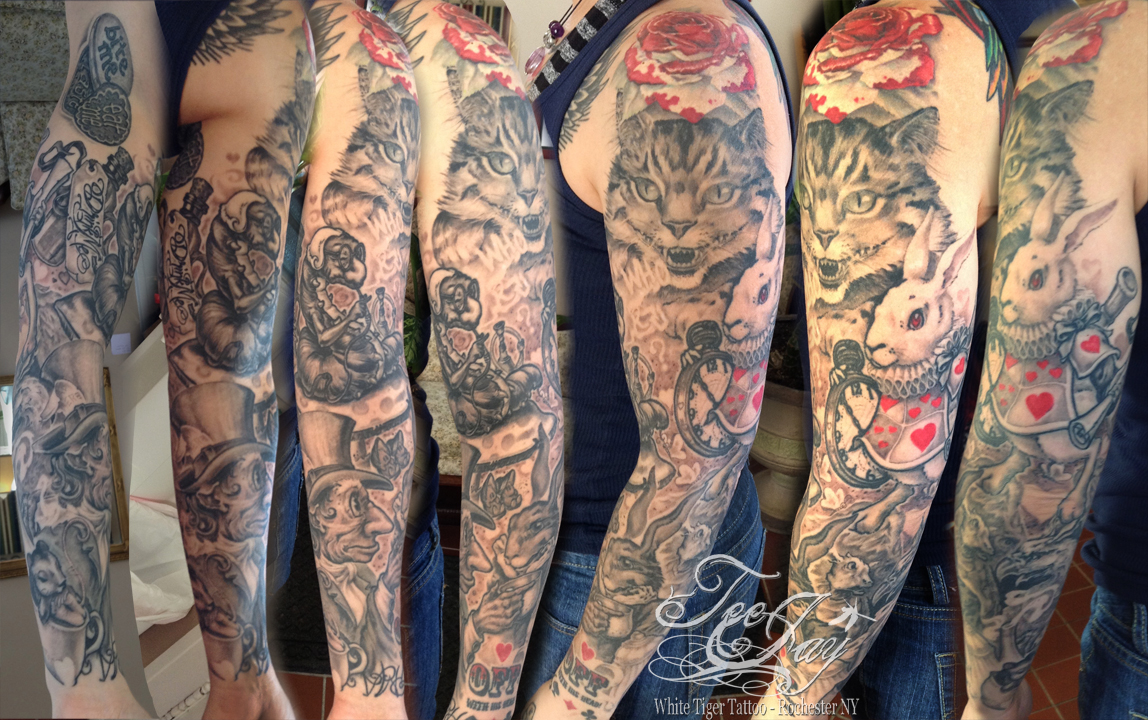 artistic Alice in Wonderland tattoos for men trends.