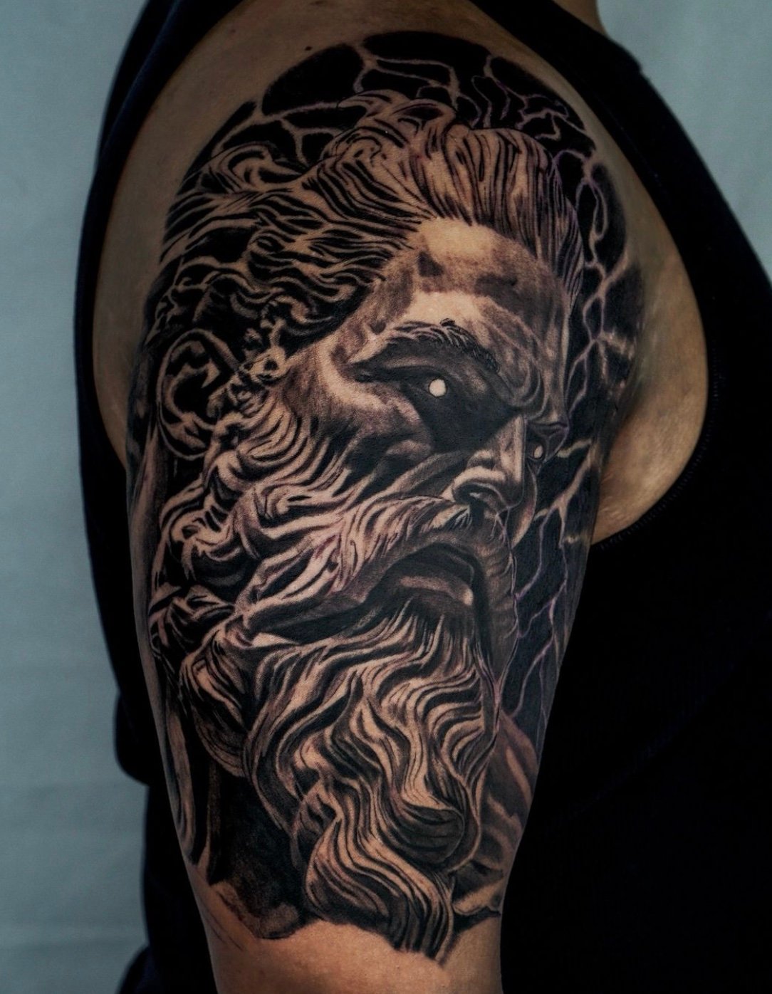 artistic chest arm tattoos for men