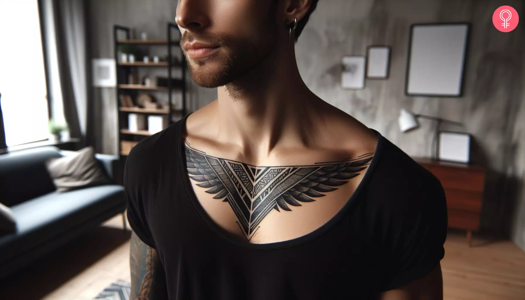 artistic collar bone tattoos for men