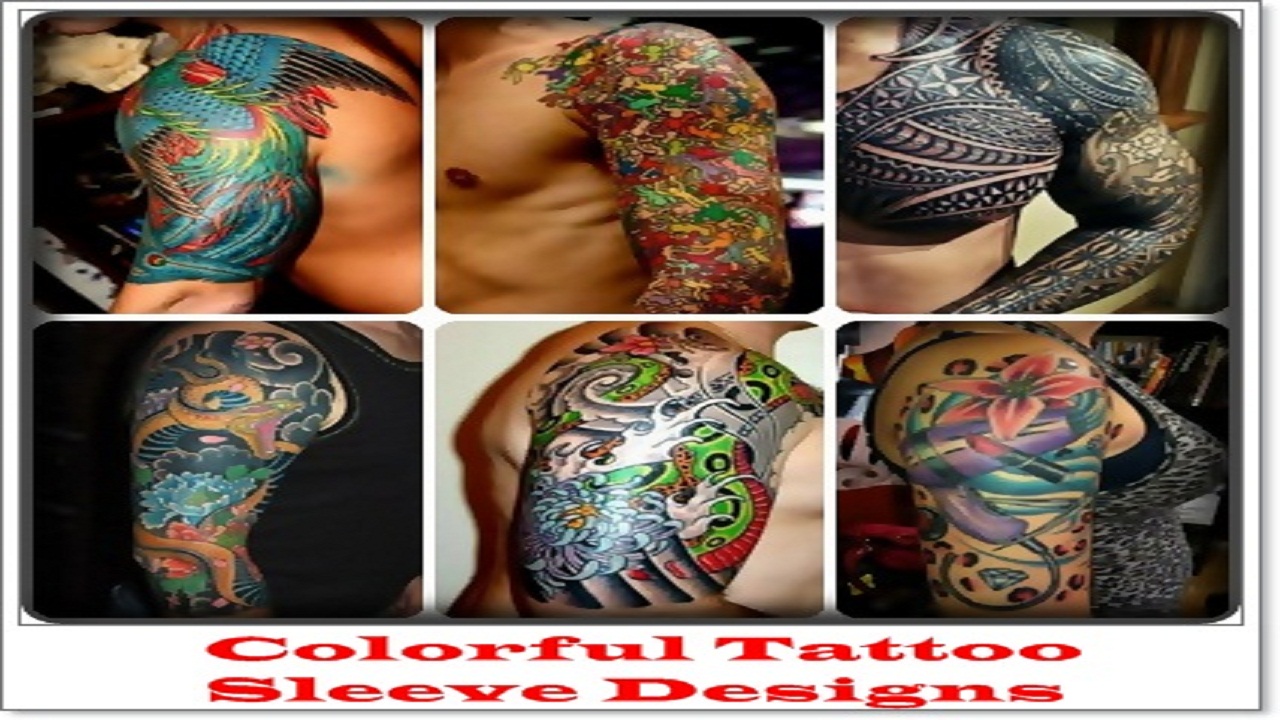 artistic colorful sleeve tattoos for men