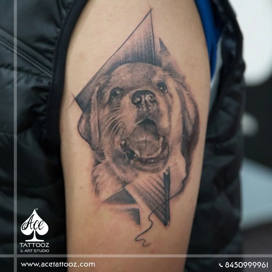 artistic interpretations of dog tattoos for men.