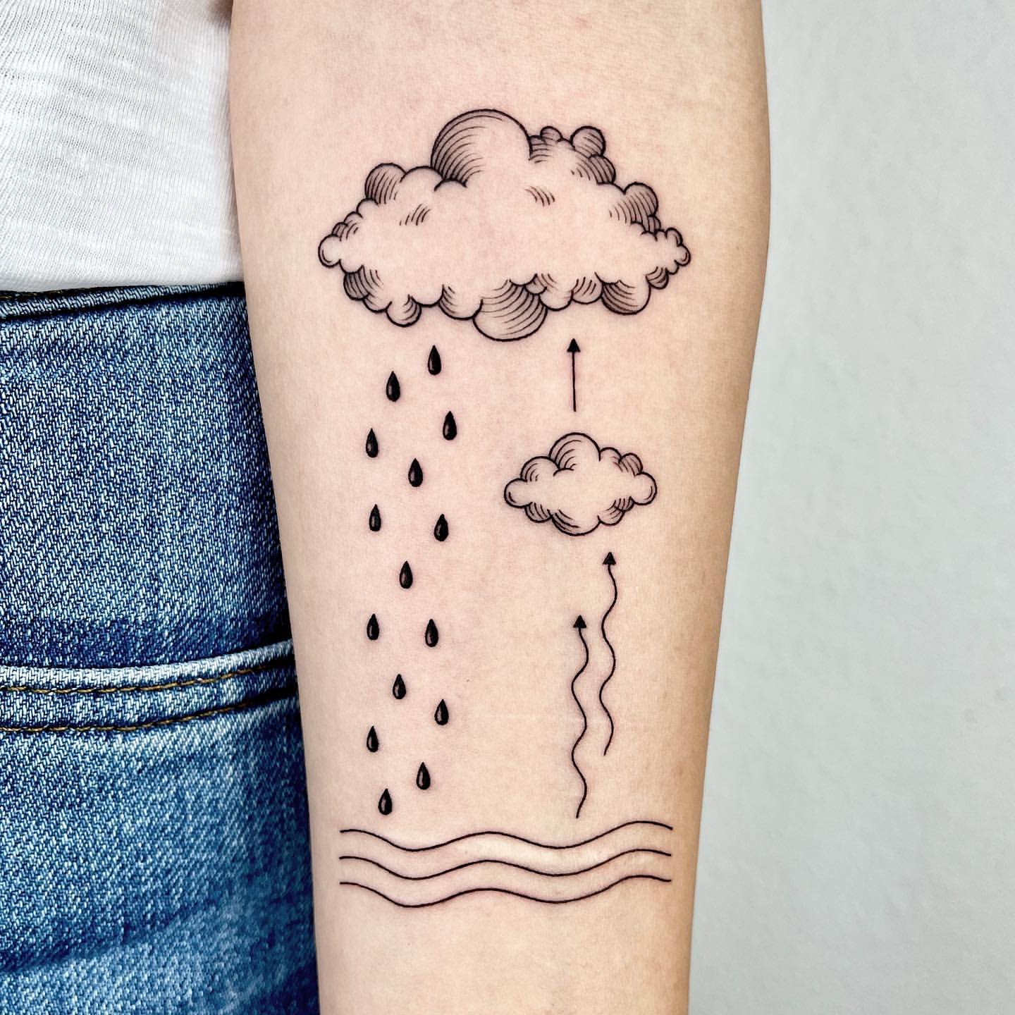 artistic representations of chest tattoos for men with clouds