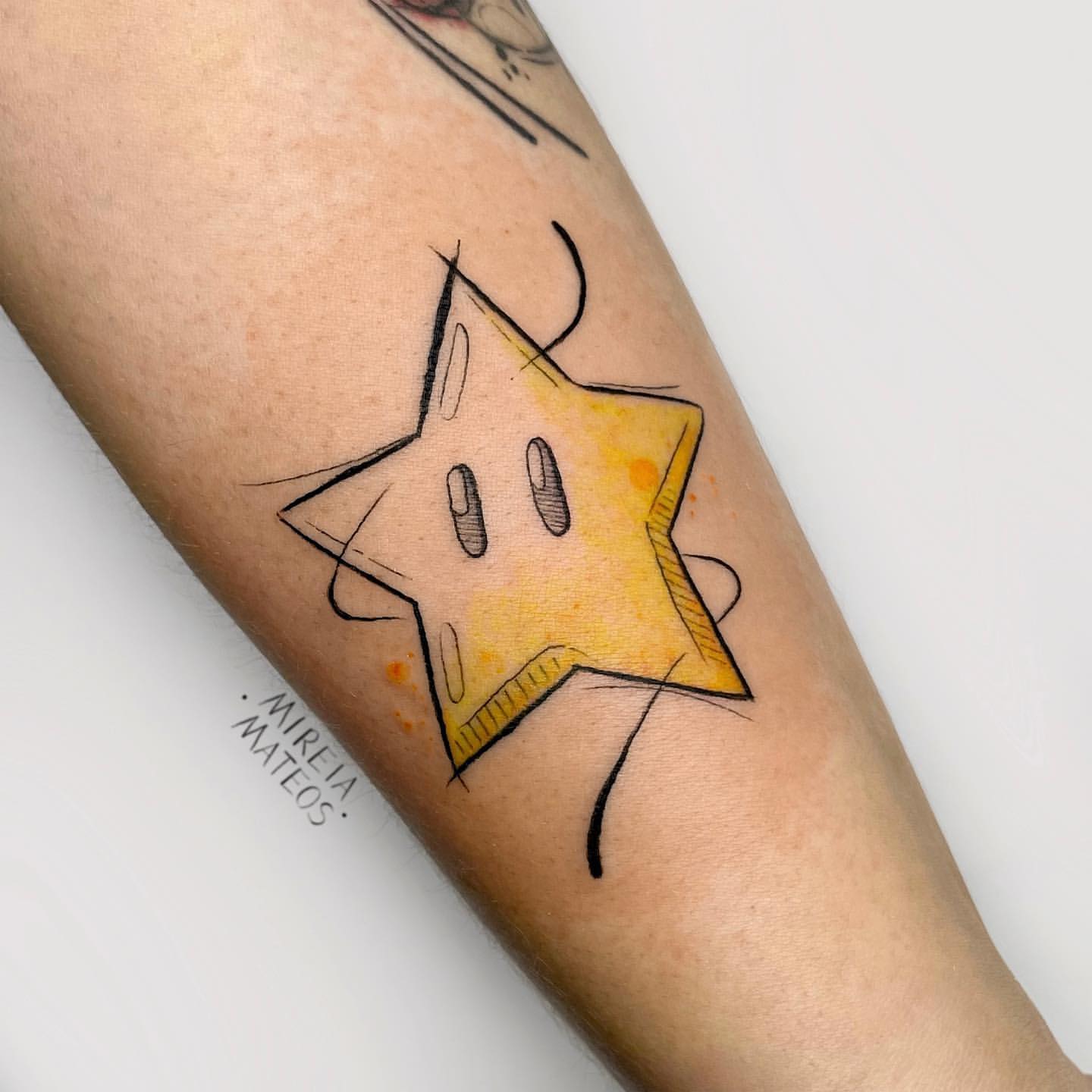 artistic star tattoos on neck for men.