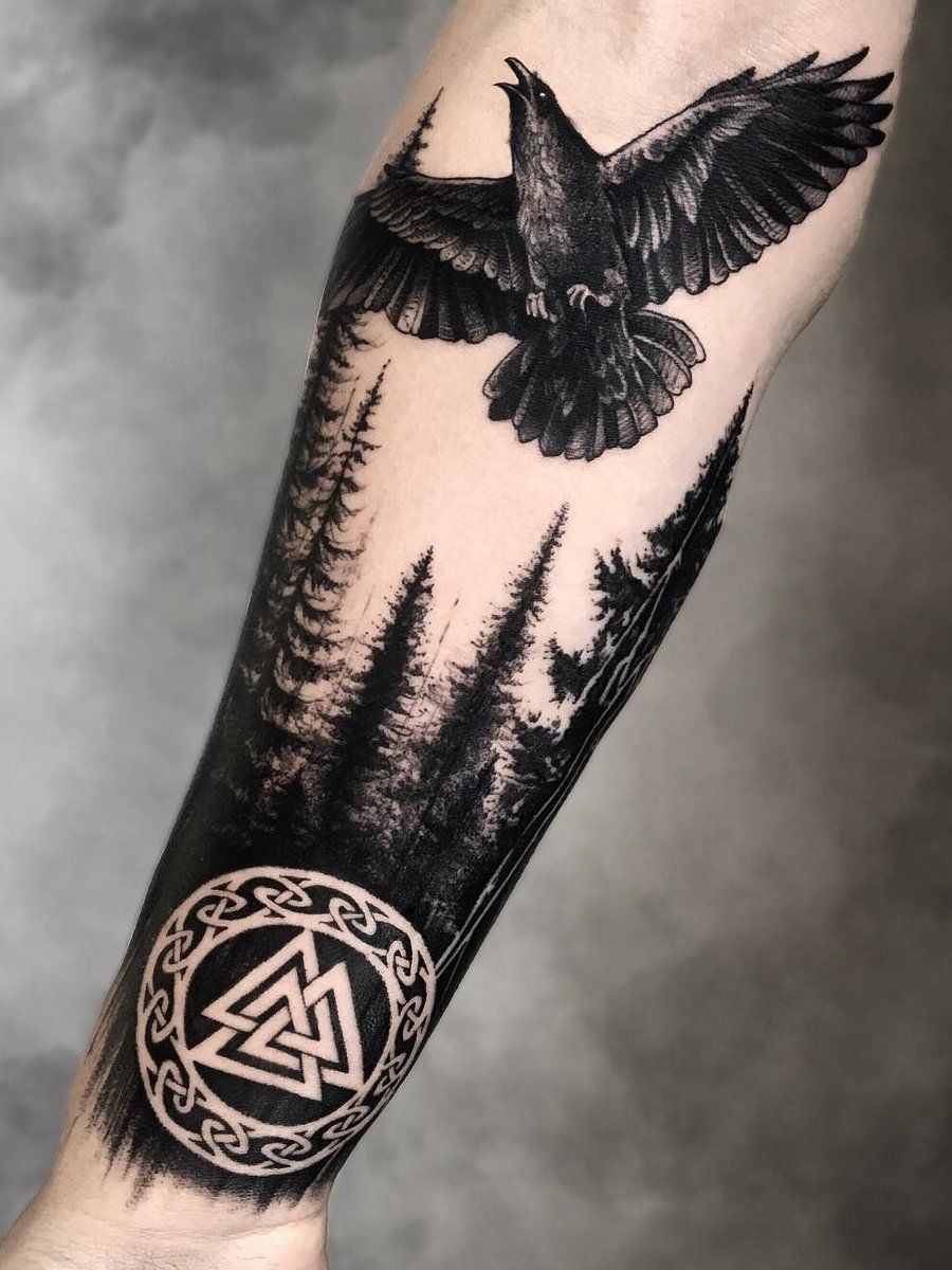 artistic Viking tattoos for men forearm.