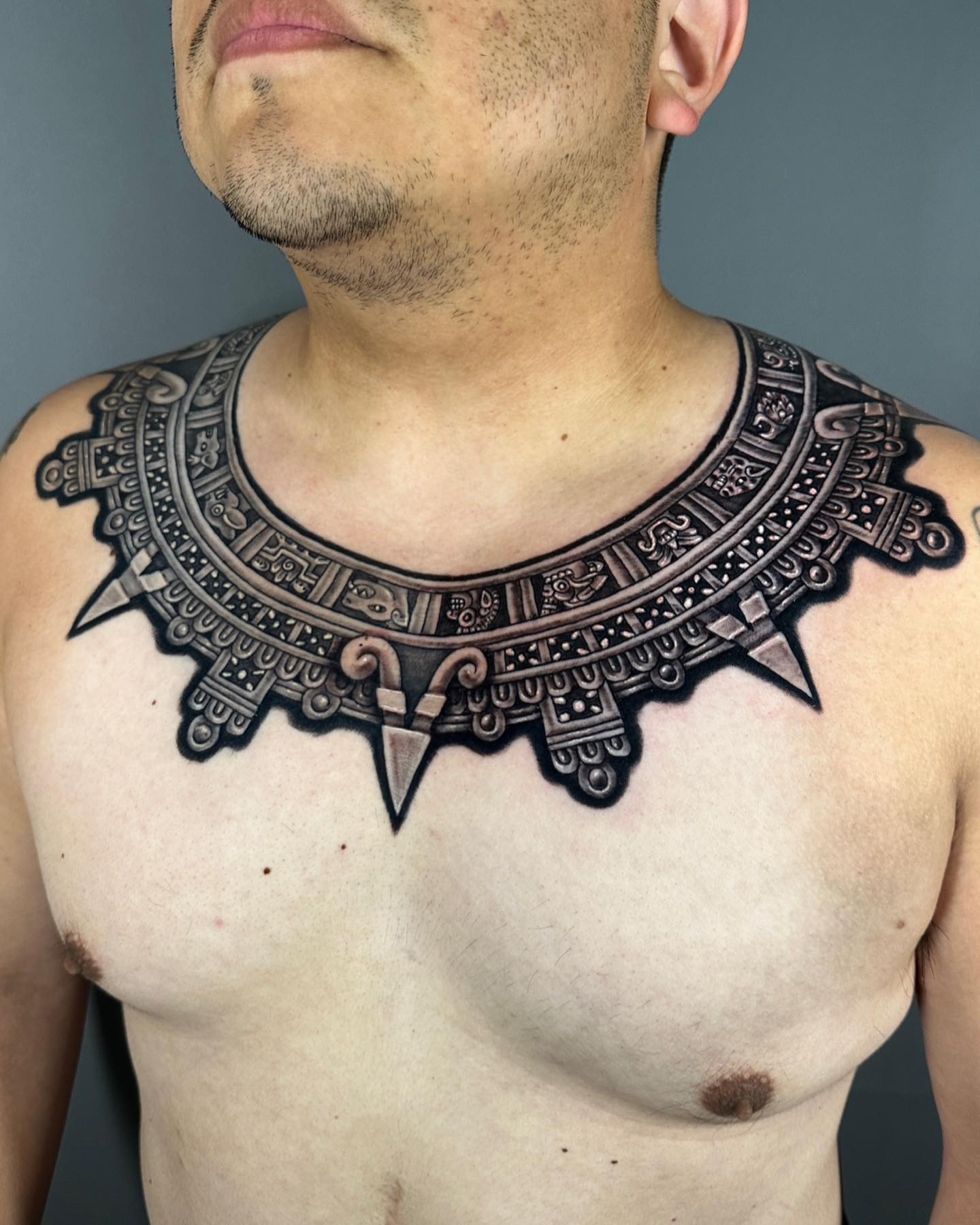 Aztec warrior chest tattoos for men 0021