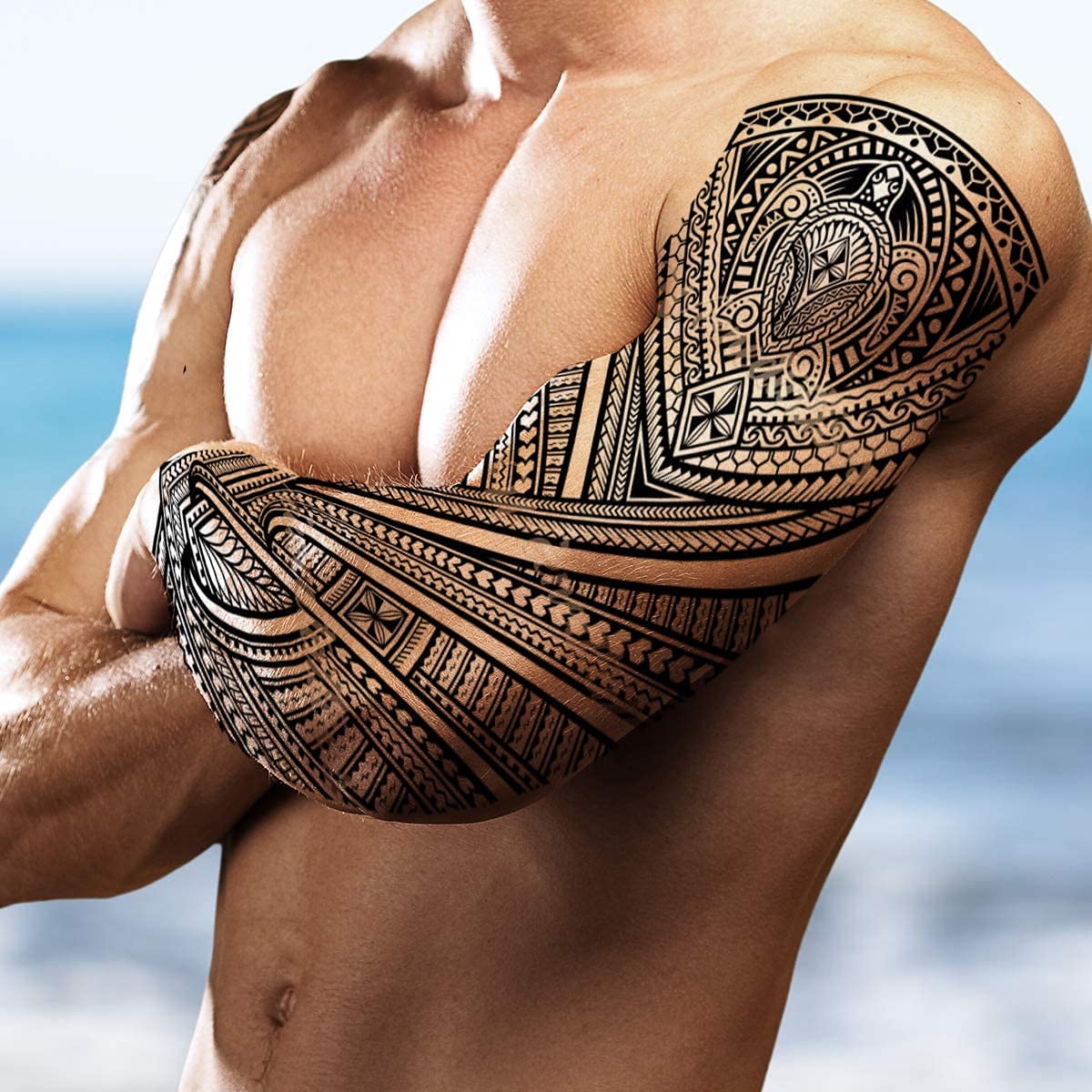 Aztec warrior chest tattoos for men 0022