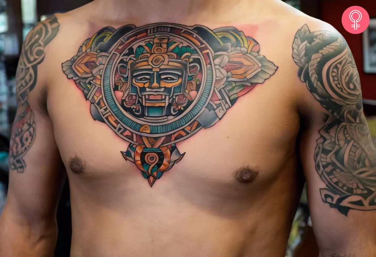 Aztec warrior chest tattoos for men 0026