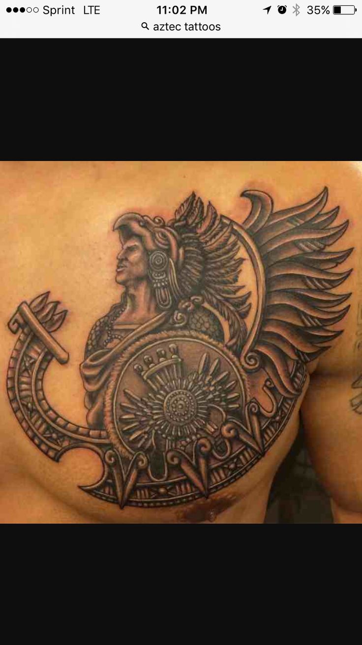 Aztec warrior chest tattoos for men 0030