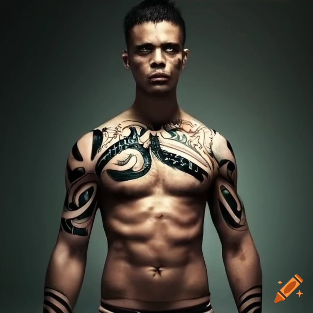 Aztec warrior chest tattoos for men 0034