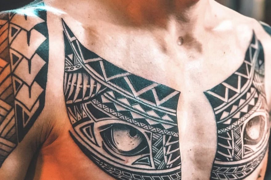 Aztec warrior chest tattoos for men 0040